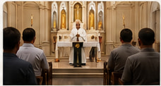 Knights attending Mass